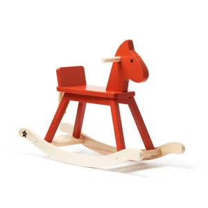 Kids Concept - Houten Schommelpaard - Carl Larsson – Hobbelfiguur Rocking Paard Oranje-Rood