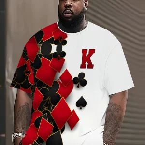 T-shirt graphique à motif cartes de poker pour homme grande taille