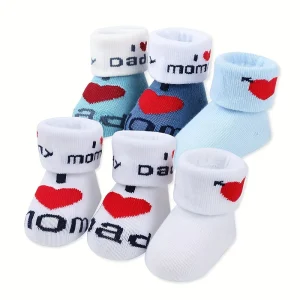 6 paires de chaussettes tricotées mignonnes pour nouveau-né, imprimées