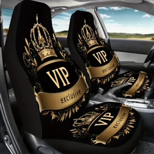 Lot de 2 housses de siège auto VIP exclusives à imprimé couronne
