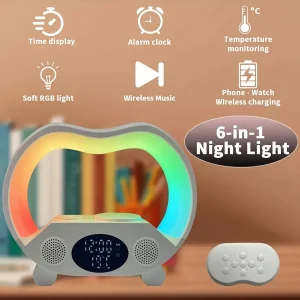 Un haut-parleur de veilleuse LED à chargement sans fil