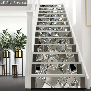 Autocollants pour contremarches d'escalier modernes en PVC 2D, 13 bandes