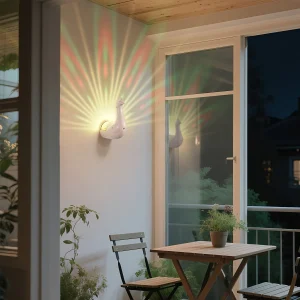 Applique murale Paon en plastique 3D indépendante, 16 couleurs réglables pour différentes pièces - Éclairage sur le thème des animaux avec commande tactile et télécommande, batterie rechargeable