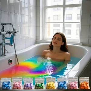 240 mini comprimés de sel de bain colorés de 3 g