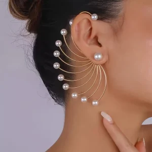 1 paire de boucles d'oreilles pendantes élégantes en forme d'éventail