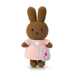 Just Dutch - Melanie Handmade Pop met Pastelroze Jurkje en Bloementasje