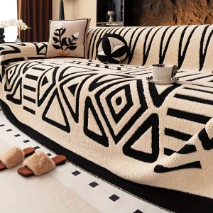 1 protège-canapé style bohème, couverture confortable vintage