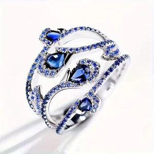 bague-fleur-bleue-argentee