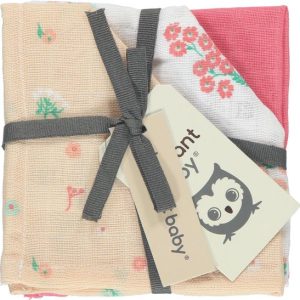 Briljant Baby -  Hydrofiel Monddoekje Flower (set van 3)