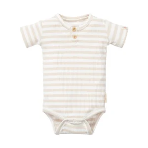 Little Dutch - Stripe Romper Korte Mouw Sand/White
