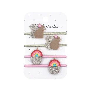 Rockahula - Eekhoorn en Regenboog eikels Haarelastieken - Set van 4