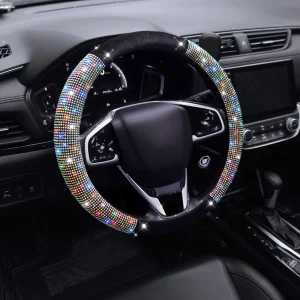 Transformez votre intérieur automobile avec cette housse de volant ornée de diamants