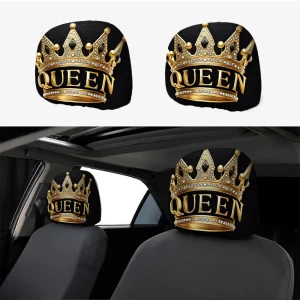 Lot de 2 housses d'appui-tête de voiture à imprimé couronne