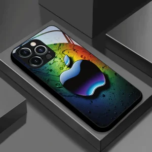Un nouveau design de coque  Apple sur un fond coloré